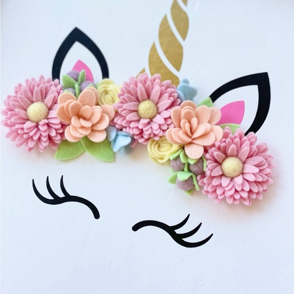 Pink Unicorn Decor/ Unicorn Art/Unicorn Flower Crown - Picture 3 of 5